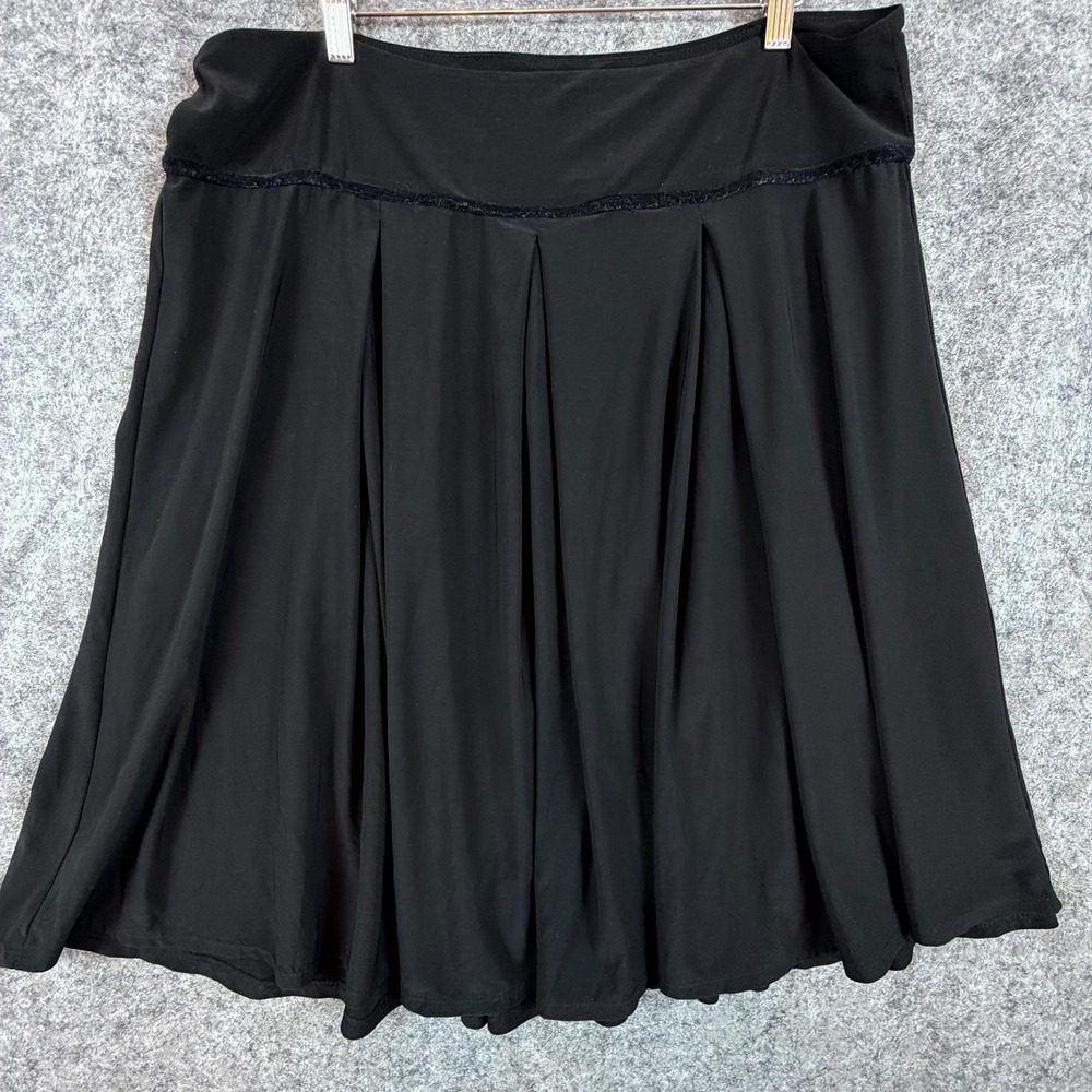 Modbe A Line Skirt Womens 1‎ Black Stretch Pleated Twirl Dancing Neutral Basics